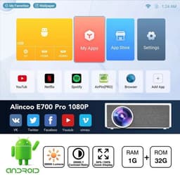 Alincoo - E700 - Beamer - Projector Beamer - Mini Meamer - 4k - Full HD 1080P - 1920x1080dpi - Automatische focus - 5G - met WiFi - 28000 Lumens - Wit — thumbnail 5