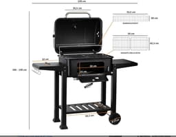 LeeuwenChoice® BBQ Pro Serie - Houtskool BBQ Wagen - Met Thermometer - Verrijdbaar met Wielen - Inclusief Zijtafels & Opbergruimte — thumbnail 2