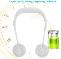 aladdien - Draagbare nekventilator - Handsfree ventilator - Lange batterijduur - Wit - Persoonlijke ventilator - Ideaal voor thuis en onderweg — thumbnail 2