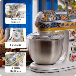 Keukenmachine - Planeetmenger - Bakken en Koken - Krachtige 2400 Watt Motor - 5.5 Liter Cup - Geel Blauw — thumbnail 2