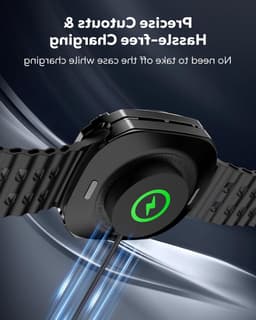 3 in 1 Metalen Hoes voor Samsung Galaxy Watch Ultra 47mm, Stalen Beschermbumper, Harde PC Achterkant en HD Gehard Glas Screen Protector, Zwart/Oranje, Duurzaam en Stijlvol — thumbnail 6