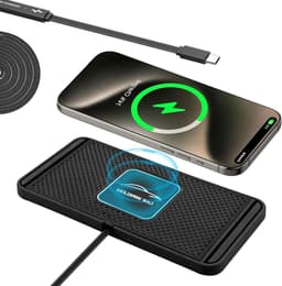 Draadloze Autolader voor iPhone en Qi Telefoons - 10W Snellader met Antislip Siliconen Mat, USB-kabel en Houder voor Dashboard of Kantoorgebruik — thumbnail 2