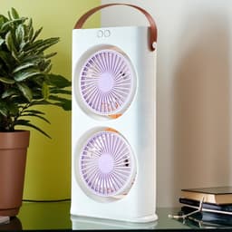 Elektrische Tafel Ventilator - Persoonlijke Koeler - Persoonlijke Verkoeling - 90 Graden Verstelbaar - 32x32cm - Paars — thumbnail 2