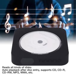 Draagbare CD-speler met Bluetooth, HiFi Luidspreker, Wandmontage, USB/AUX Muziekspeler, zwart — thumbnail 5