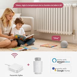 Intelligente Thermostaatkop - Slimme Radiatorregelaar - Energie Besparen - App en Spraakbesturing - Universele Adapters - Wit — thumbnail 4