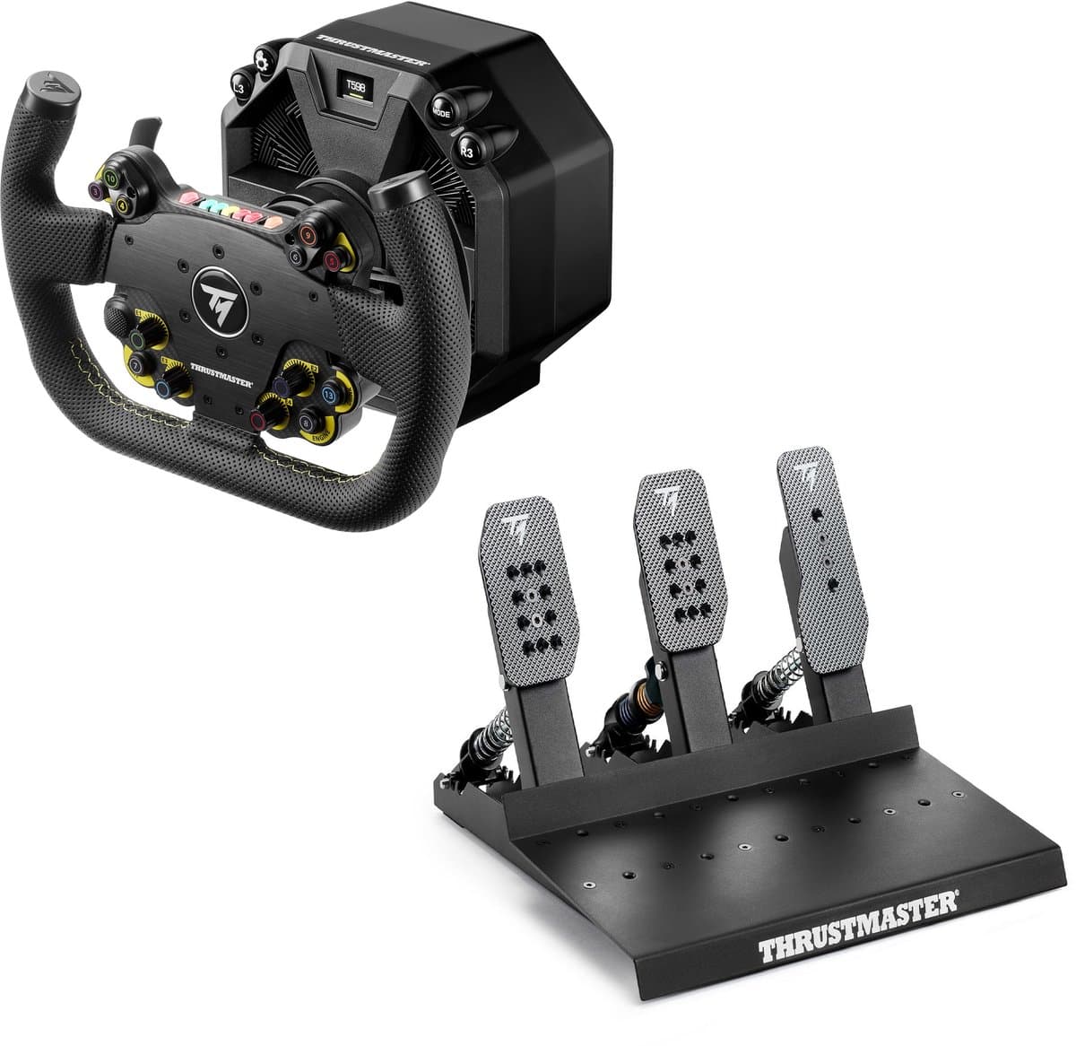 Thrustmaster T598 Servo Base + EVO Racing 31U Leather + Raceline Pedals III LC – Direct Drive Sim Racing Set - PC - PS4 - PS5 — afbeelding 1