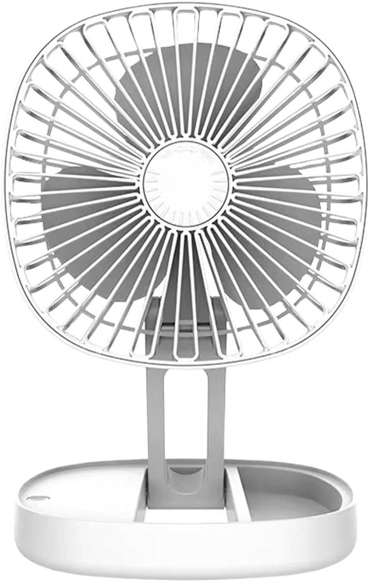 Elektrische Ventilator - Tafelventilator - Persoonlijke Koeling - Opvouwbaar en USB Oplaadbaar - 18x8.1x18 cm - Wit — afbeelding 1