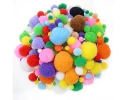 300 Stuks Kleurrijke Pompoms van 10 tot 40 mm - Fluffy Pluche Ballen voor Creatieve DIY Knutselprojecten