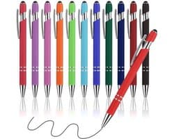 YQ-S025 Balpen Set - 12 stuks - Soft Touch met Stylus - Zwart