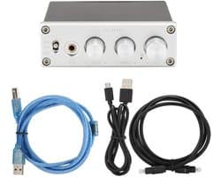 Glasvezel/Coax + PC USB Ingang DAC Decoder, met Hoofdtelefoonversterker Audio Decodering Ondersteuning voor 3.5mm Hoofdtelefoon (Zilver)