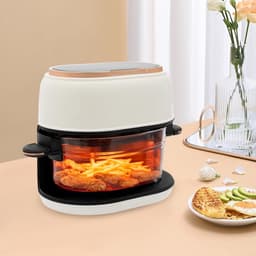 Hete Lucht Frituurpan - Airfryer Oven - Gezond Bakken - Glazen Mand - 4 Liter - Wit — thumbnail 4