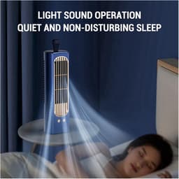 Bladloze Ventilator - Torenventilator Staande - Comfortabele Koeling - Stille Werking Circulatie - 90 Graden - Blauw — thumbnail 2