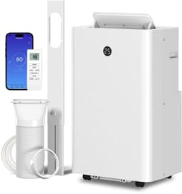 4-in-1 Mobiele Airco - Draagbare Airconditioner - 4-in-1 Koelen, Ontvochtiger, Ventilator & Slaapstand - 12000 BTU - voor 18-35 m² - met Afstandsbediening, Wifi en Spraakbediening & 24-uurs Timer - Wit — thumbnail 3