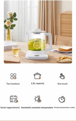 Draagbare multicooker - Slimme kookpot - Eenvoudig koken - Instelbare temperatuur - 16 liter - Wit — thumbnail 5