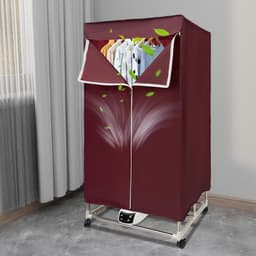 Wasdroger - Condensdroger - Kleding Drogen - Opvouwbaar Design - 70 x 50 x 150 cm - Wijnrood — thumbnail 4