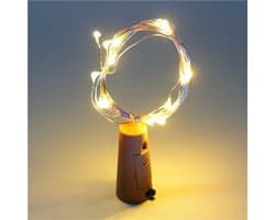 10 wijnfleslampjes met kurk, 10 LED's, 1 m snoer, kurkfleslampjes, mini-lichtslinger, voor zelfgemaakte potjes, feestjes, bruiloften (warm wit) - sfeerverlichting voor tafeldecoratie