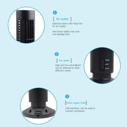 Dailygoods - Dailygoody - Draagbare Luchtkoeler - Mini Koeltorenventilator - Stille werking - Zwart - Persoonlijke koeling - USB desktop airconditioner - Gesc — thumbnail 2
