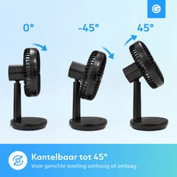 Bureau Ventilator Draadloos - Stille Mini Kleine USB Fan - Hand ventilatoren - Zwart - Silvergear — thumbnail 5