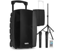 Vonyx VSP200 Portable speaker - Met 2 microfoons, beschermhoes en statief - Bluetooth - 200W