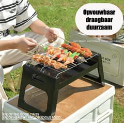 ZYLARO Opvouwbare Houtskoolbarbecues - Tafelbarbecue houtskool - Smoker mini barbecue - tafel bbq - Camping barbecues - Zwart — thumbnail 4