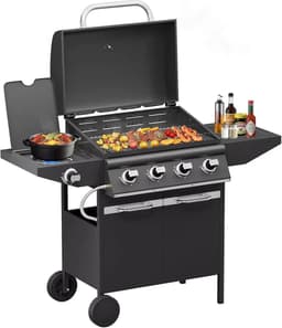 BORVAT® - homelux -15kW Gasbarbecue Grillwagen met 4+1 Branders en Zijbrander - Gasgrill BBQ — thumbnail 1