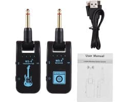 2.4G Draadloos Gitaarsysteem Oplaadbaar – Transmitter & Receiver Set – Real-time Signaaloverdracht – Zwart