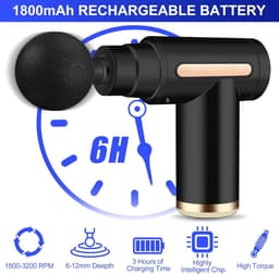 Mini Massagepistool - Ultra Stil - 6 Snelheden en 4 Massagekoppen - Draagbare Spierverlichter met LCD Scherm — thumbnail 2