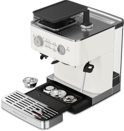 KitchenAid Halfautomatische Espressomachine - Ingebouwde koffiemolen, kantelbaar stoompijpje, 15 bar pomp en drukmeter - Porcelain White — thumbnail 2
