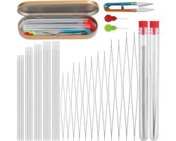 Set van 47 kralen- en parelnaalden voor sieraden maken met schaar en opbergdoos