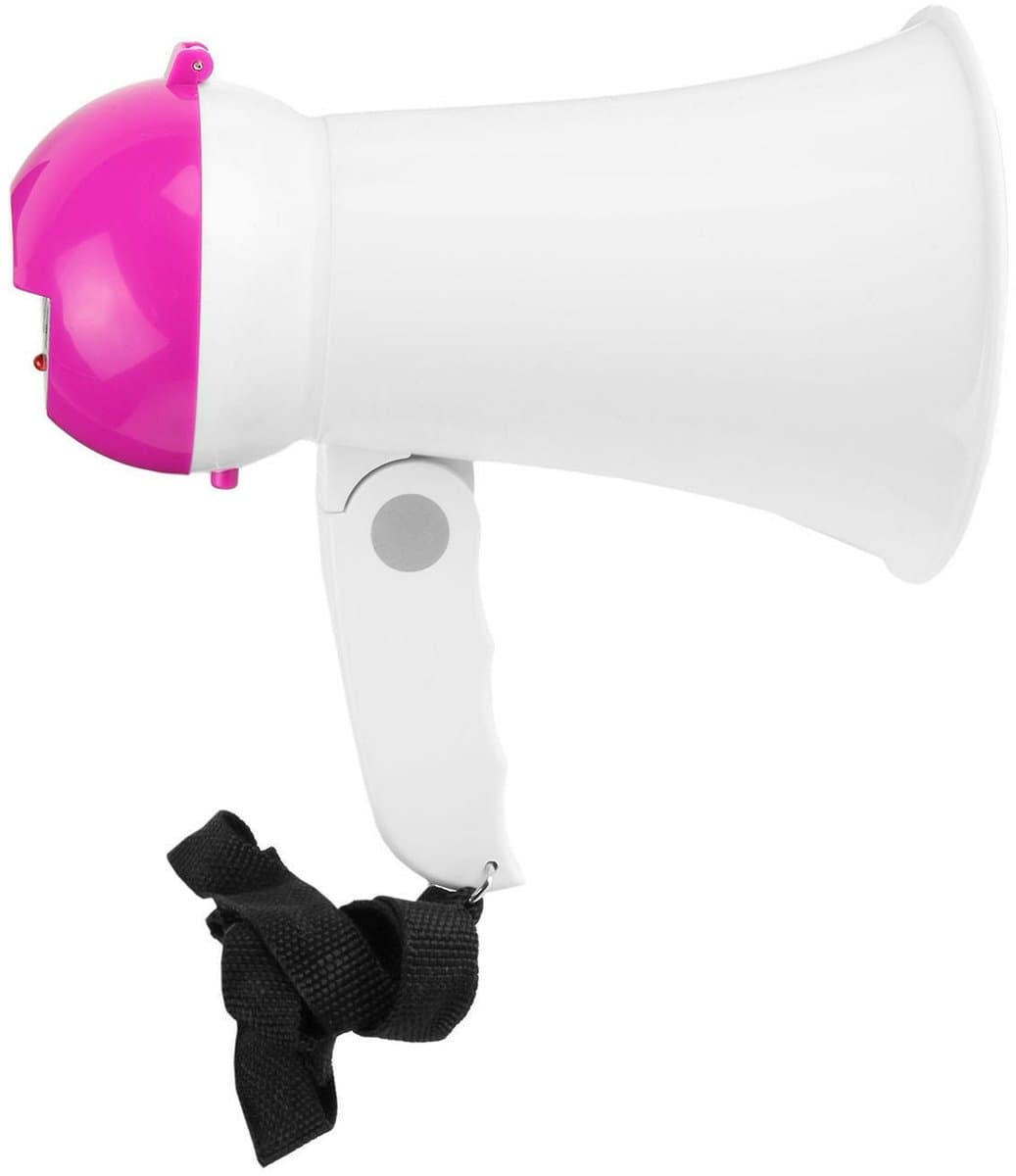 Megafoon - mini model - kunststof - 16 x 10 cm - wit/roze - aandacht / supporters - geluid - sirene - luidspreker — afbeelding 1