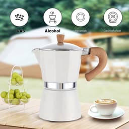 Espresso koffiemaker - Wit - Percolator - Moka pot - Met Koffiemolen - Camping en thuisgebruik — thumbnail 5