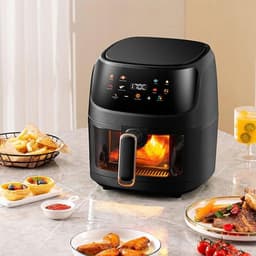 8L Airfryer - 1350W - met heteluchtcirculatiesysteem - uittrekbare frituurmand - oververhittingsbeveiliging - zwart — thumbnail 5