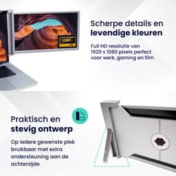 HoriVue Portable Monitor Plus 14.1'' - Full HD IPS - Draagbaar Scherm - Extra Scherm Laptop - Draagbare Monitor voor Laptop - Laptop Scherm Uitbreider - Incl. beschermhoes — thumbnail 4
