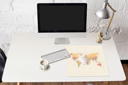 Muismat XXL 50x50 cm - Bureau onderlegger - Bureau mat Wereldkaart - Realistisch - Beige - Bureaumat - Gaming mousepad xl - Bureaulegger groot - Computer deskmat — thumbnail 5