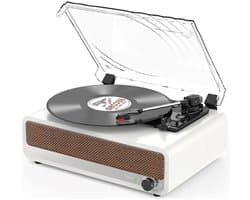 CRLYN® Platenspeler Bluetooth - CD Speler met Speakers - Vintage - Wit