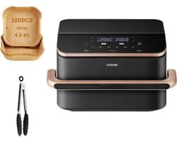 Cosori Twinfry Dubbele Airfryer XXL - met 100 stuks bakpapier - Heteluchtfriteuse 10 liter - Twee kookvakken of 1 MegaZone - 6 Programma's - Boven- en Onderwarmte - Dual Zone Technologie — afbeelding 1