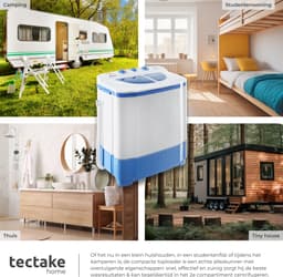 tectake® Mini Wasmachine - Kleine Wasmachine met Dubbele Trommel - Camping Wasmachine - Miniwasmachine met Centrifuge - Was-Droogcombinatie - 4,5kg Wassen, 3,5kg Drogen - Zuinig en Stil - Inclusief Aansluitslang — thumbnail 3