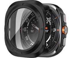 Bandz hard case met screen protector geschikt voor Samsung Galaxy Watch Ultra / Ultra 2025 - hoesje van polycarbonaat materiaal - Full cover case met screenprotector (zwart)