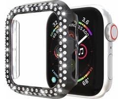 Hoesje geschikt voor Apple Watch 44MM - Bumper hoesje - Diamant - TPU - Zwart
