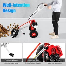 Benzine Veegmachine - Motorbezem - Opritten Reinigen - 60 cm Werkbreedte - 43 CC - Rood — thumbnail 4
