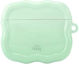 xoxo Wildhearts hoesje geschikt voor AirPods 5 - Sage Sorbet - Ook als telefoonhoesje verkrijgbaar - Schokbestendige wavy case - Koptelefoonhoesje - Beschermhoes met golvend design - Groen — thumbnail 1