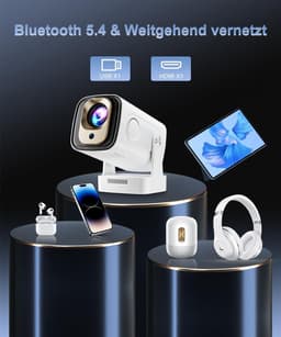 4K Smart Beamer,Mini-projector met wifi 6,Bluetooth 5.4,1080p Full HD Draagbare Projector met Android 14.0,270 graden rotatie,Home Cinema Proyector voor Slaapkamer Buiten en — thumbnail 2