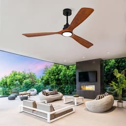 DESMIU Plafondventilator – 152 Cm Met Verlichting – Hout En Metaal – Walnoot Zwart – Afstandsbediening Met Zes Snelheden — thumbnail 1