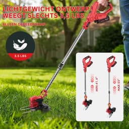 DailySupplies® Grasmaaier Elektrisch - Grastrimmers met Accu - Rood — thumbnail 2