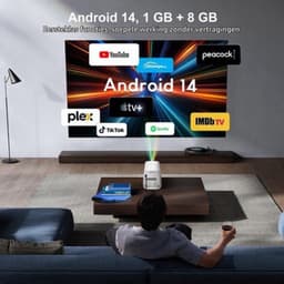Beamer Native 1080p Full HD - Android 14 Smart Systeem - 16W Hi-Fi Luidsprekers - LCD Display - Voor Thuisbioscoop — thumbnail 4