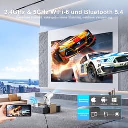 Mini Beamer – Native 720p – Android 14 – WiFi 6 – Bluetooth 5.4 – 180° Draaibaar – 300 ANSI Lumen — thumbnail 3