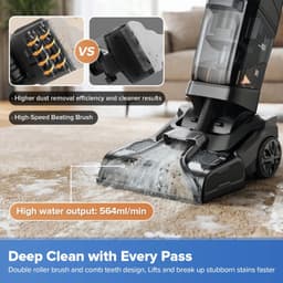 Cherrys Finds - Vloerreiniger – Stoomreiniger – Kruimeldief – Dweilapparaat – Elektrische Mop – Voor Binnen - Tapijtreinigingsmachine - 1000W - Staande Tapijtreiniger voor Vlekken van Huisdieren, Warmte-droging - 4L — thumbnail 2