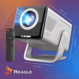 Beamer Draagbaar - 1000 ANSI Lumen Full HD 1080p - LED Projector - Android 14 Smart Systeem - Wi-Fi Bluetooth - Voor Thuisbioscoop En Buiten — thumbnail 4