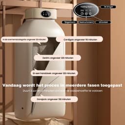 Draagbare Mini Wasdroger voor Reizen & Camping – Opvouwbaar & Compact Ontwerp – Energiezuinig (Minder dan 1 kWh per Uur) – Met UV-Desinfectie, 2 Snelheden & PTC Verwarming – Ideaal voor Studentenkamers, Hotels & Appartementen – Beige — thumbnail 2