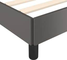 Bedframe met hoofdeinde, grijs, 140 x 190 cm, kunstleer, hotelbedframe, logeerkamer, bedframe voor slaapkamer, hotel, logeerkamer — thumbnail 2